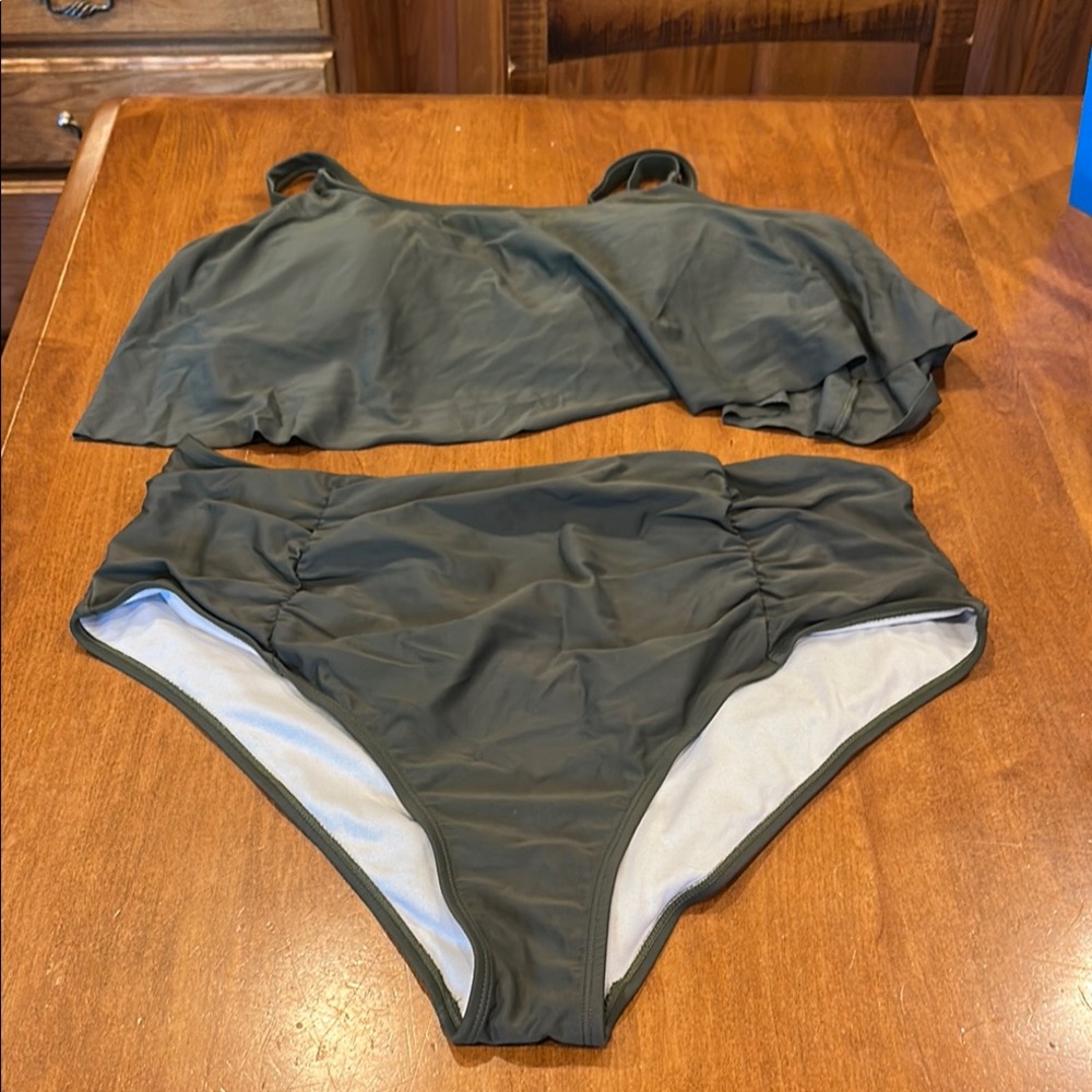 Olive Green Women's Swim Set